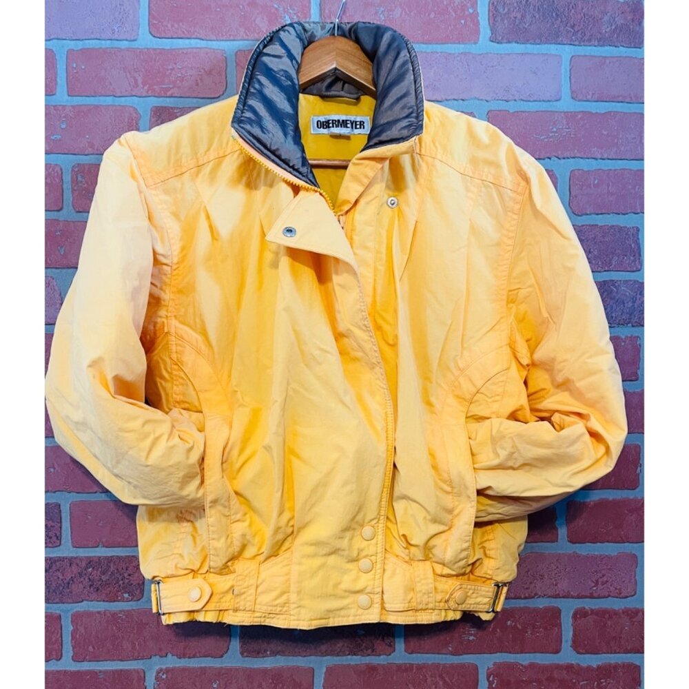 Vintage Obermeyer Womens Yellow Nylon Ski Jacket Size 8